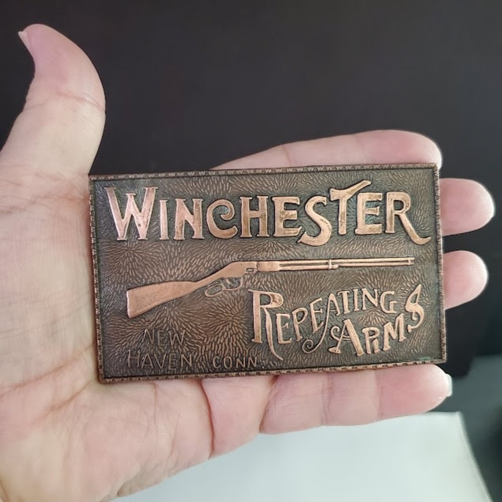 Winchester Repeating Arms Belt Buckle Vintage Style Brass Copper Tone New Haven